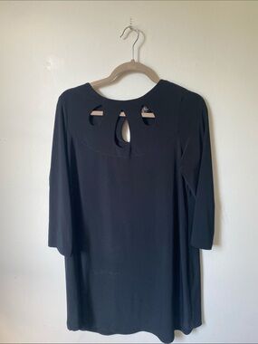 Sympli Black Long Sleeve tunic with Cutout Design